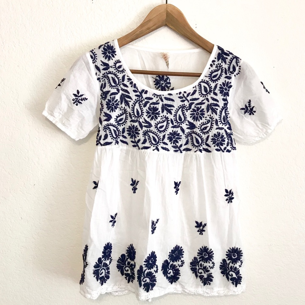 RAGA // Embroidered Peasant Blouse